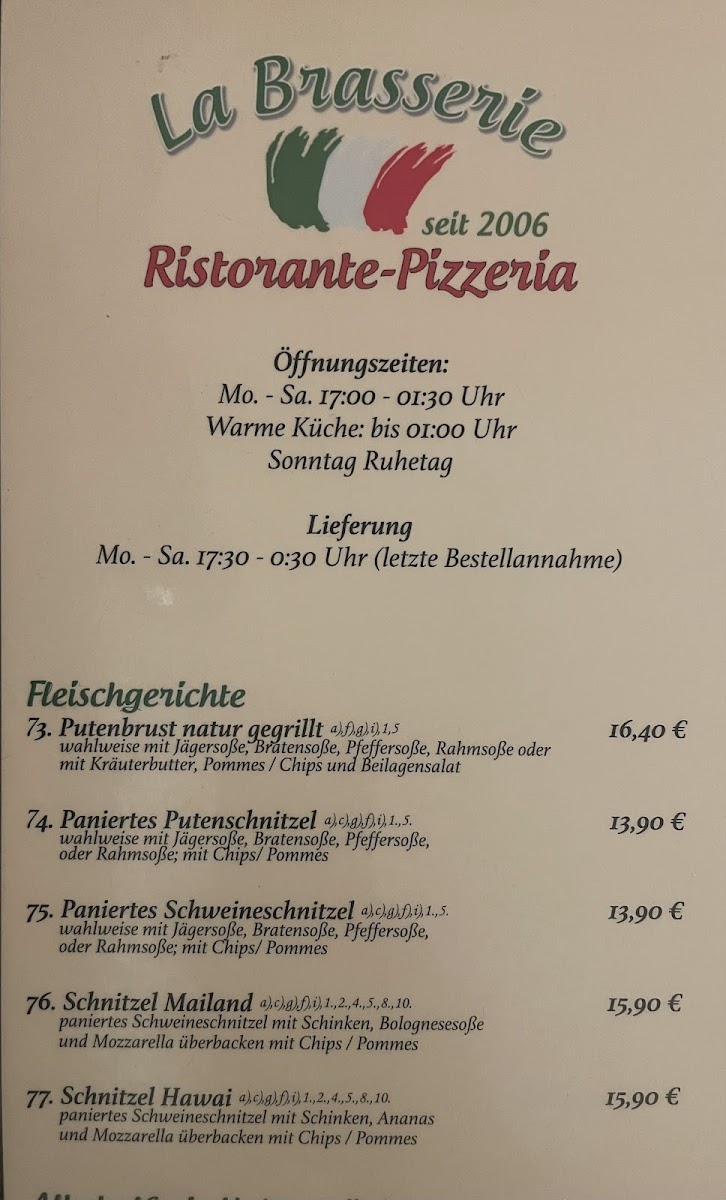 Menu Restaurant - Bistro La Brasserie-1