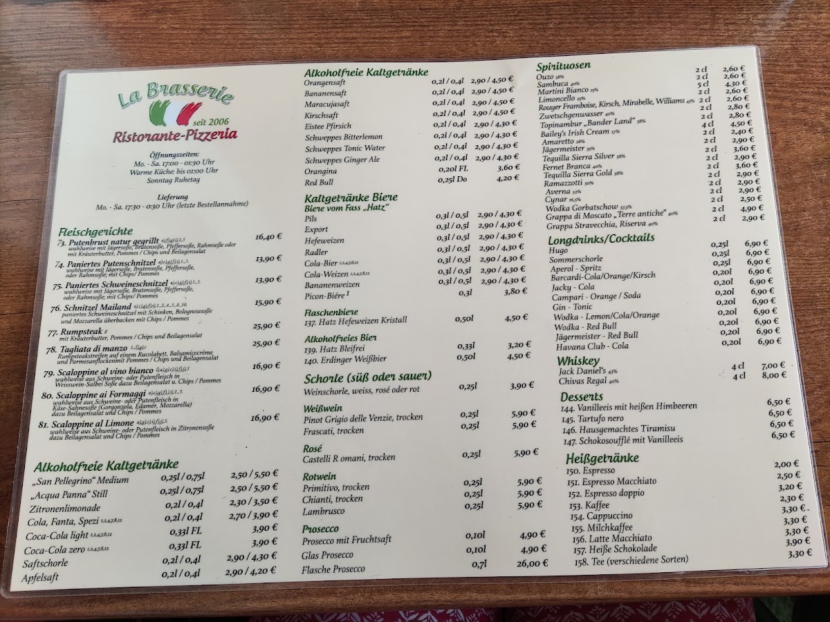 Menu Restaurant - Bistro La Brasserie-2